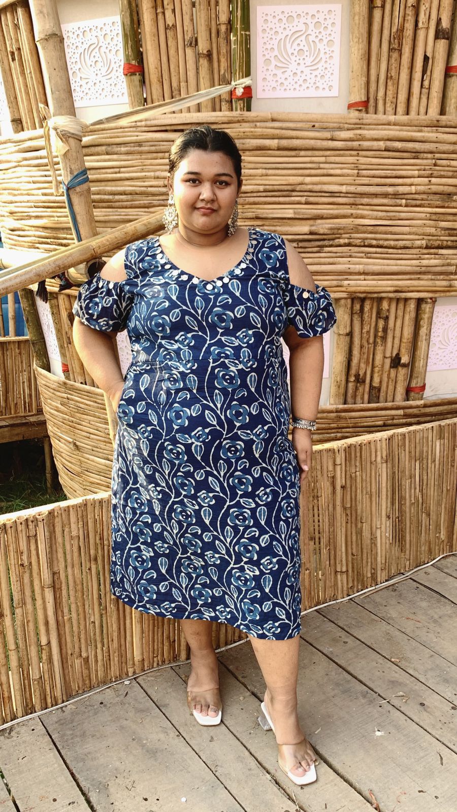 Indigo Floral Coin Dress